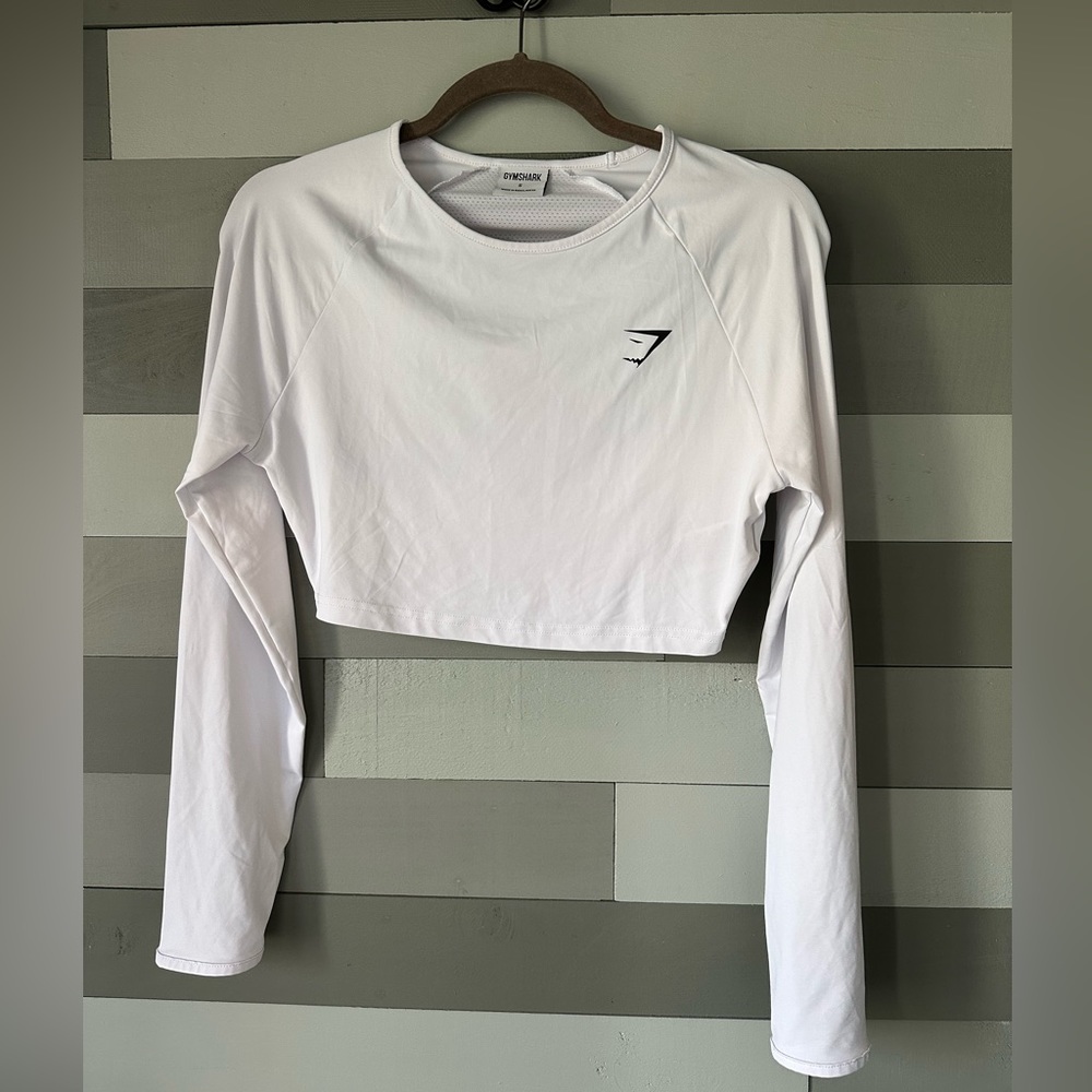 Gymshark White Crop Long Sleeve Size Small